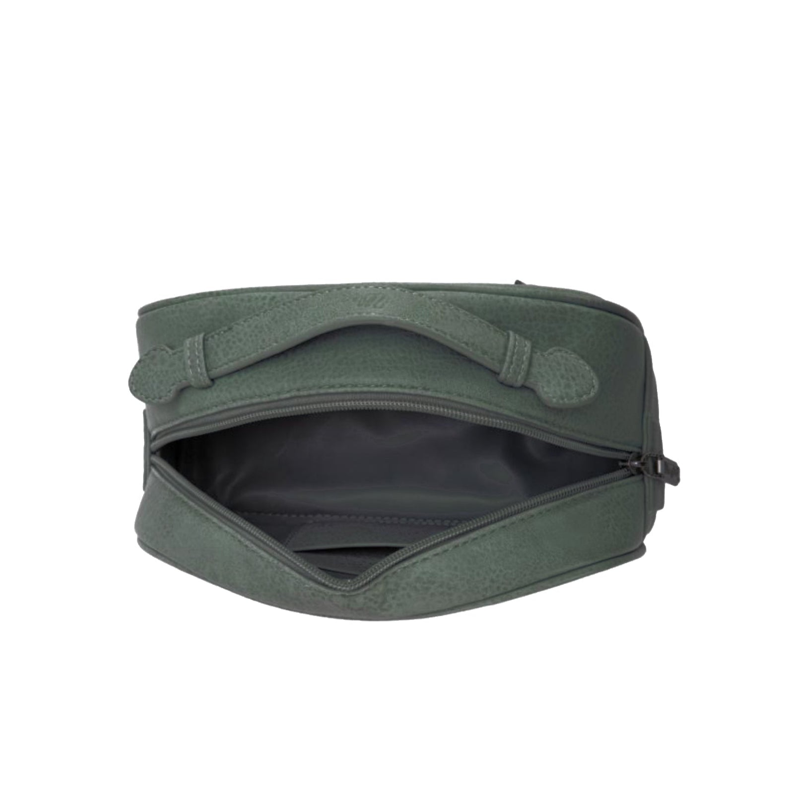 Wrangler western green cosmetic bag with decorative bootstitch patterns on a white background