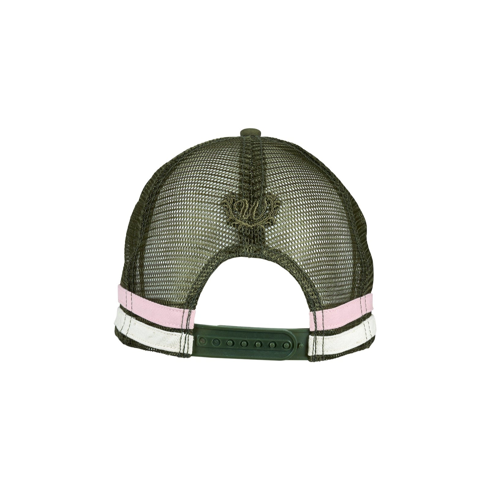 Wrangler Women's Tahlia High Profile Trucker Cap. Green cap with 'Wrangler' branding on a white background
