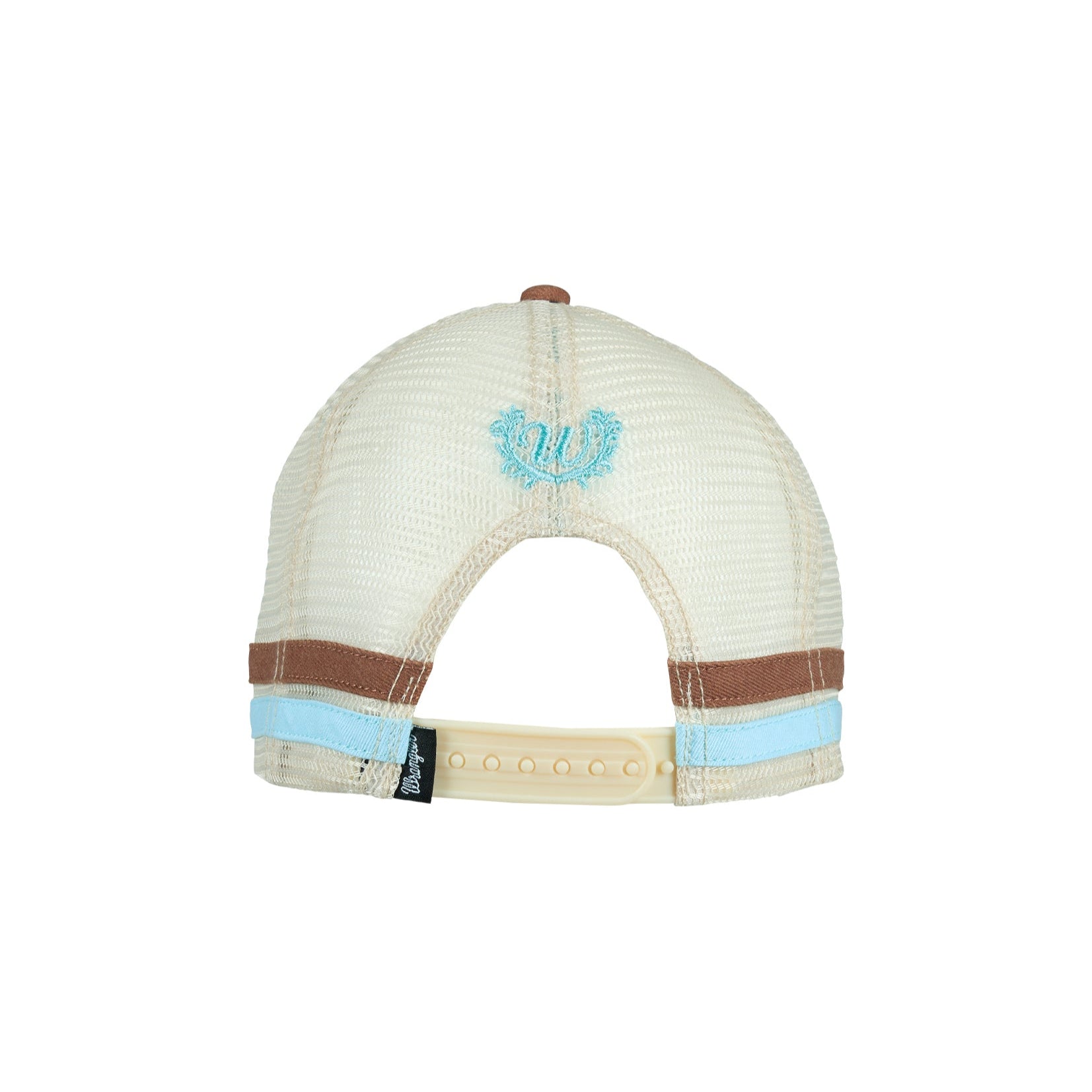 Wrangler Women's Lisha High Profile Trucker Cap. Brown cap with embroidered design on a white background