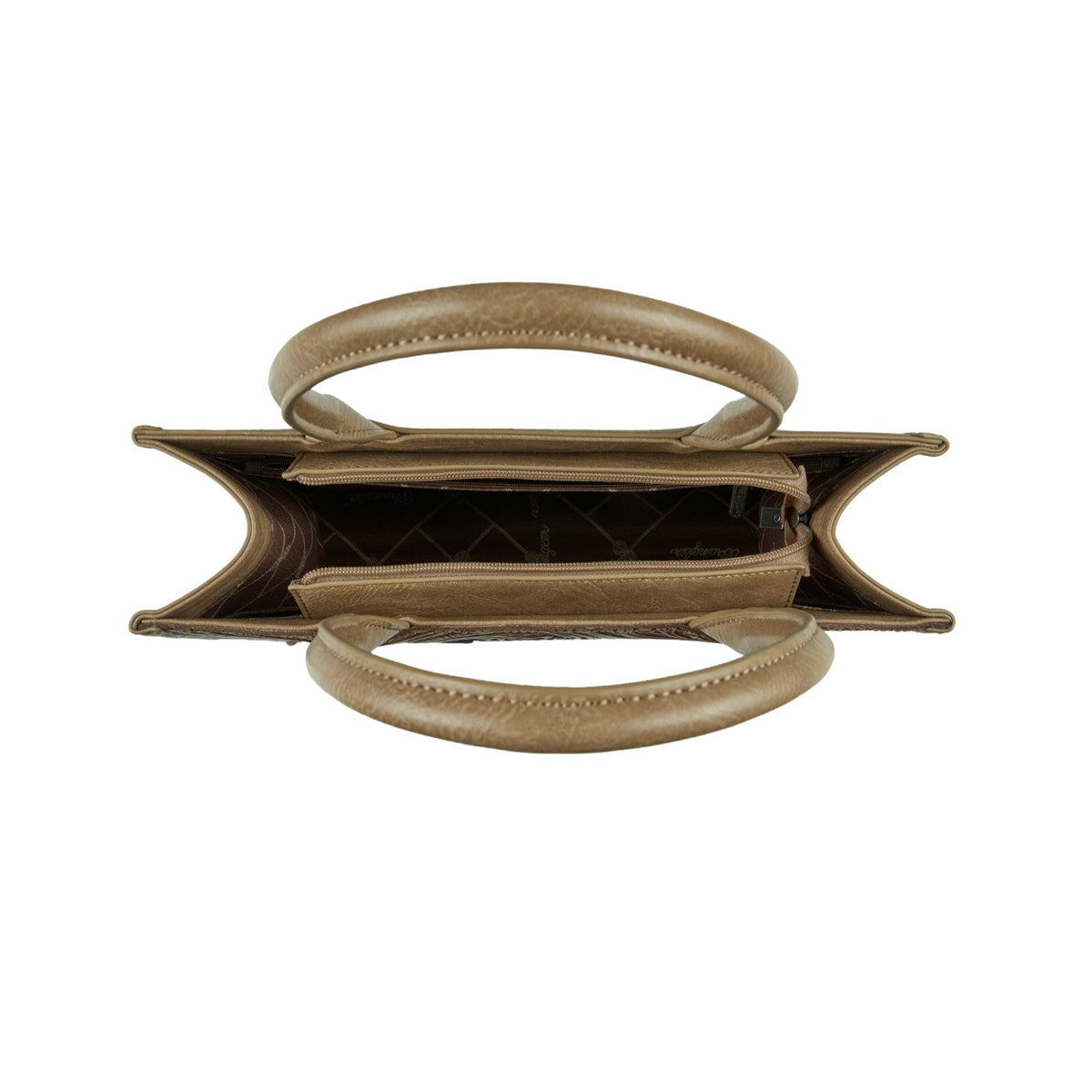 Wrangler Women's Carly Western Bag. Decorative metal object with a handle on a white background