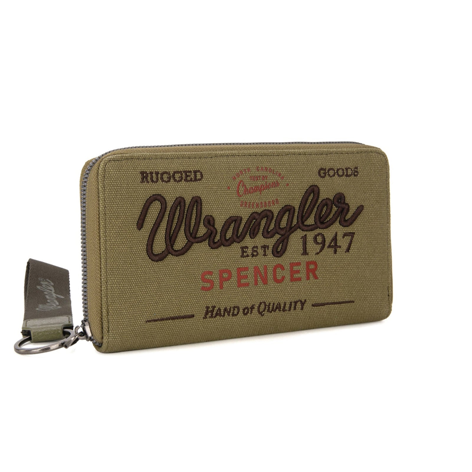 Wrangler Spencer Wallet. Wrangler wallet with branding on a white background