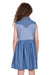 Wrangler Girl's Joanna Sleeveless Dress. Blue denim dress worn by a person on a white background