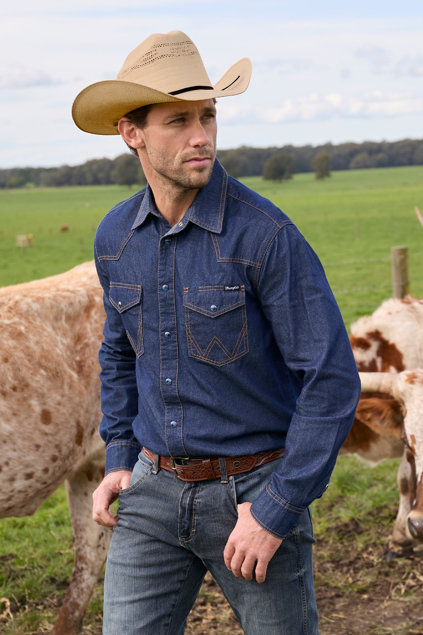 Wrangler Men's Jay Denim L/S Western Shirt