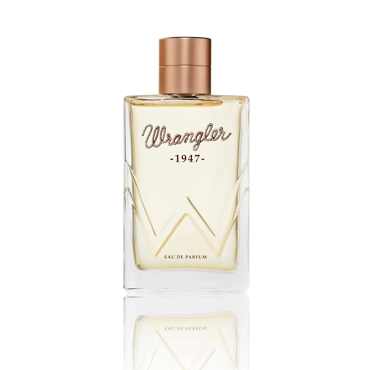 Wrangler Women's 1947 Eau De Parfum. Wrangler 1947 perfume bottle and packaging on a white background