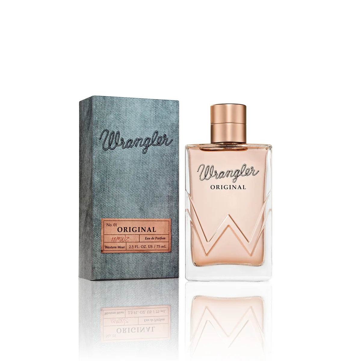 Wrangler Women's Original Eau De Parfum. Perfume bottle labeled 'Wrangler Original' on a white background