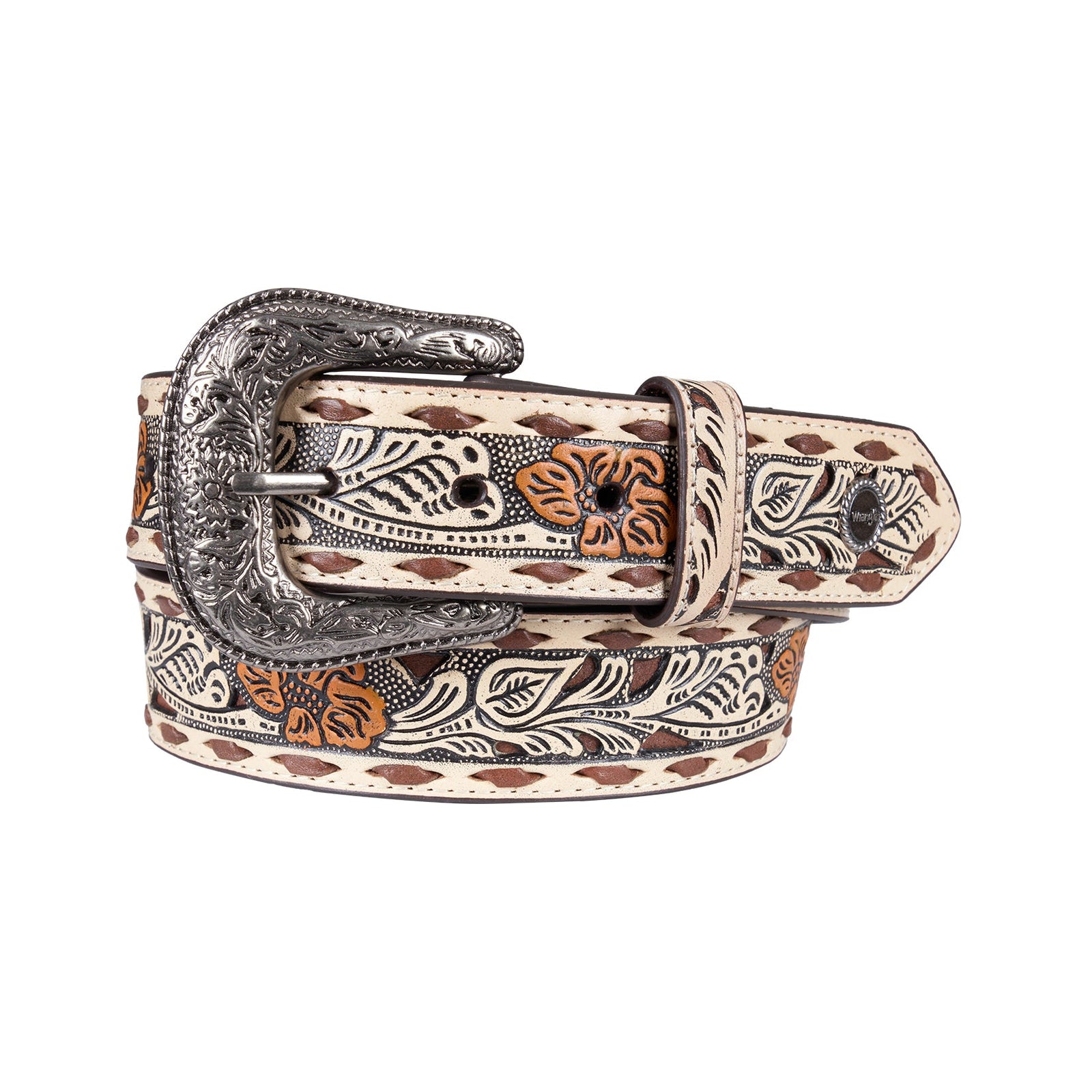 Decorative belt with intricate patterns on a white background