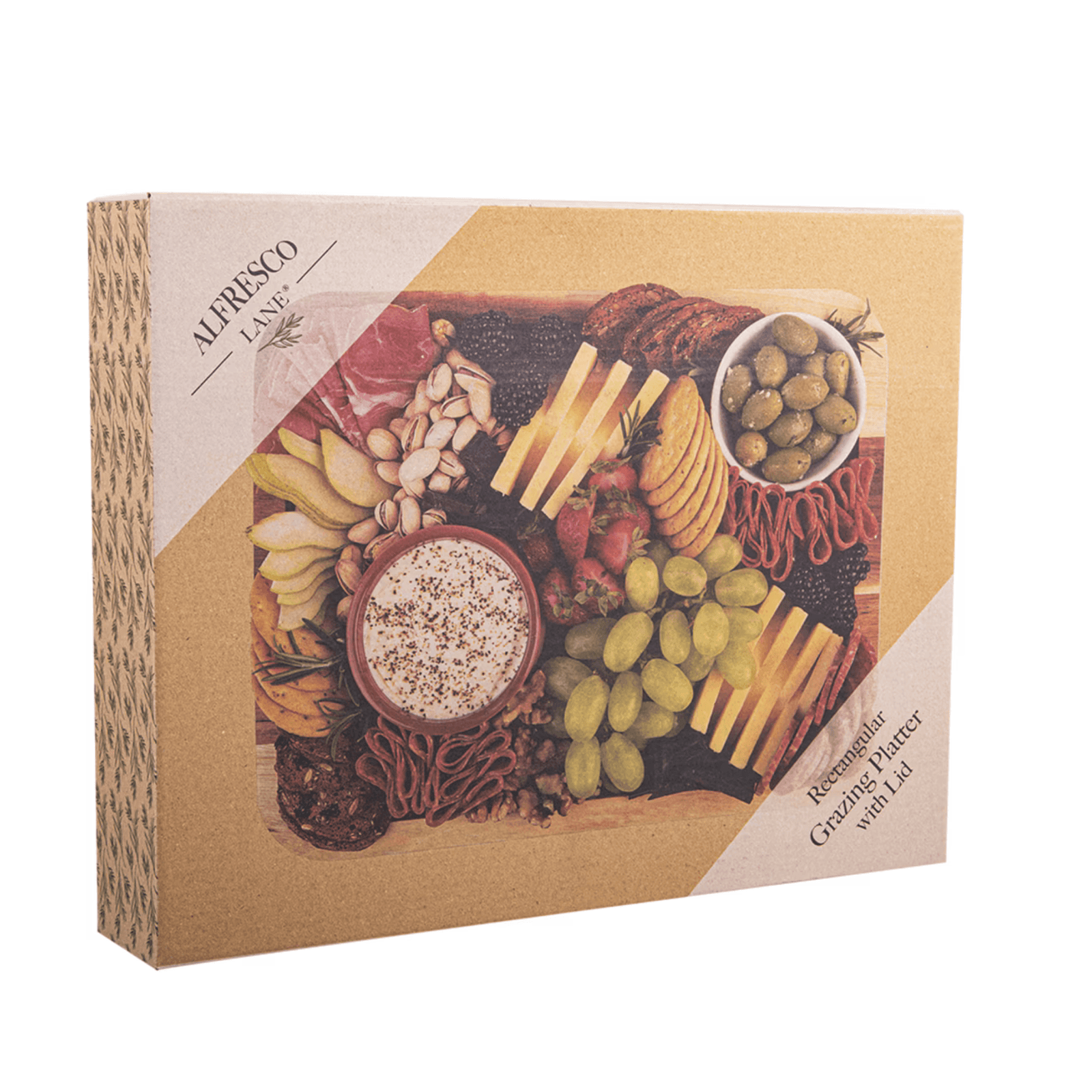 Alfresco Lane Acacia Wood Rectangular Grazing Platter with Lid Donaldson Enterprises