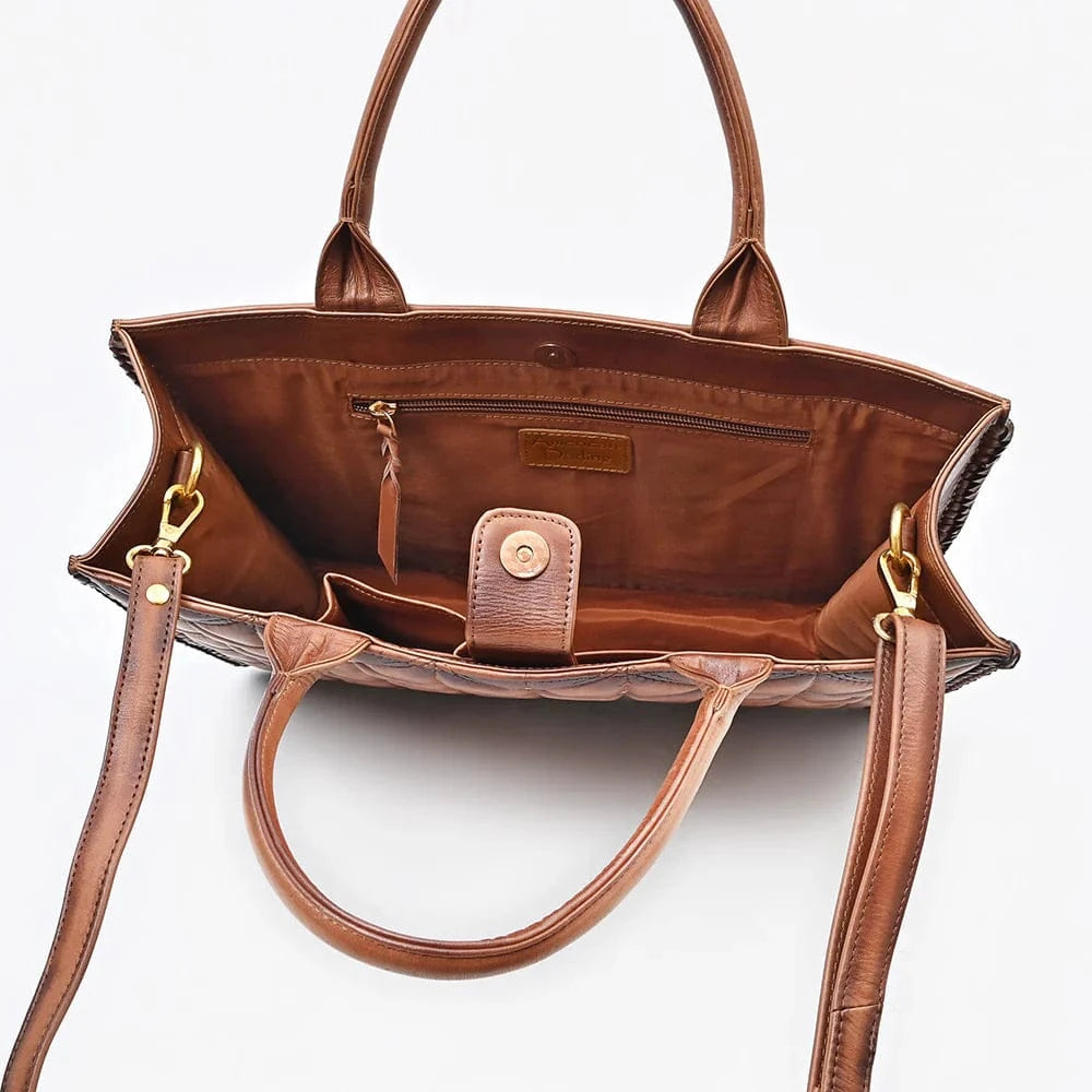 American Darling Western Genuine Leather Quilted Tote American Darling