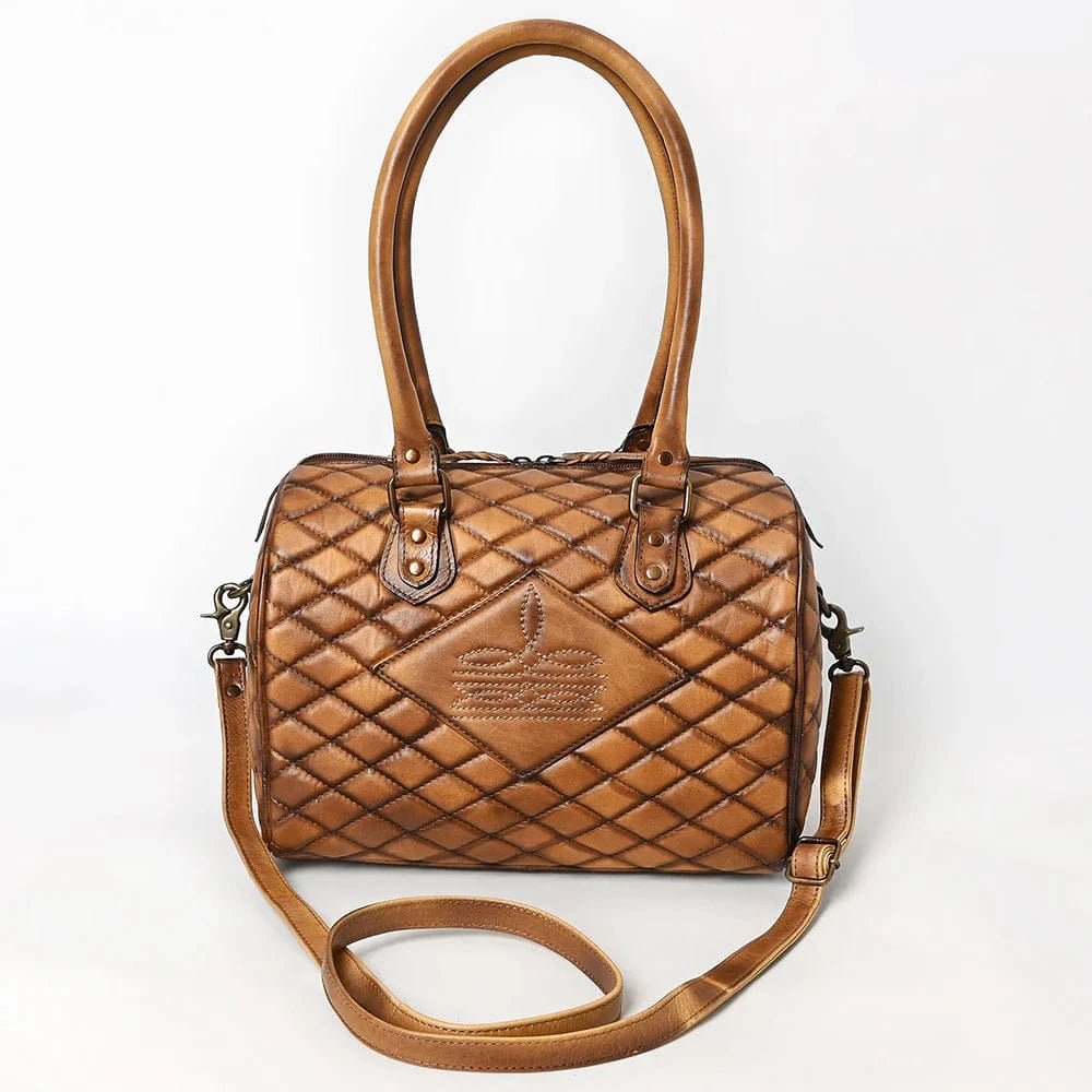 American Darling Western Stitch Quilted Barrel Duffel Bag with Dual Handles American Darling