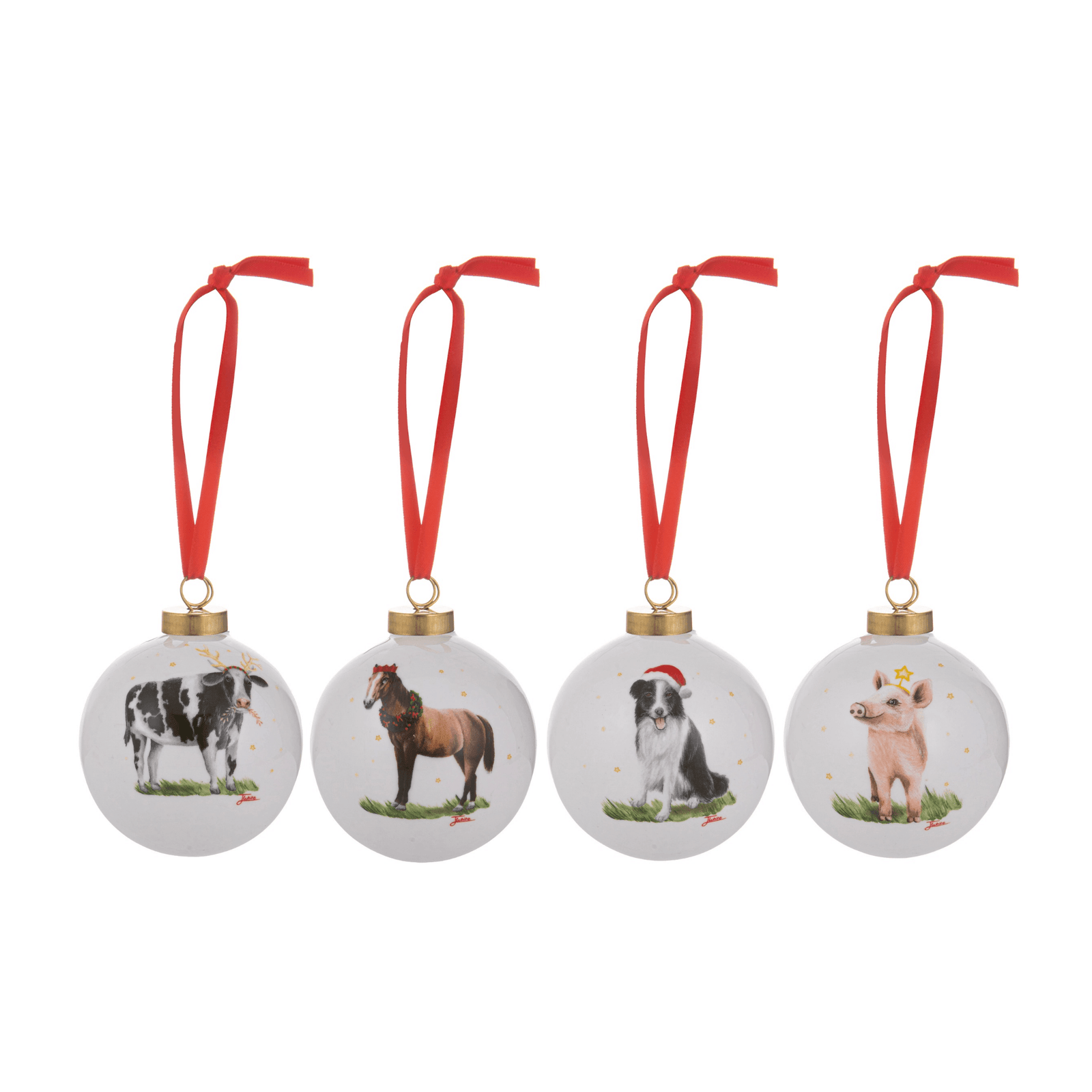 Ashdene Christmas at the Farm Assorted 4pk Bauble Ashdene