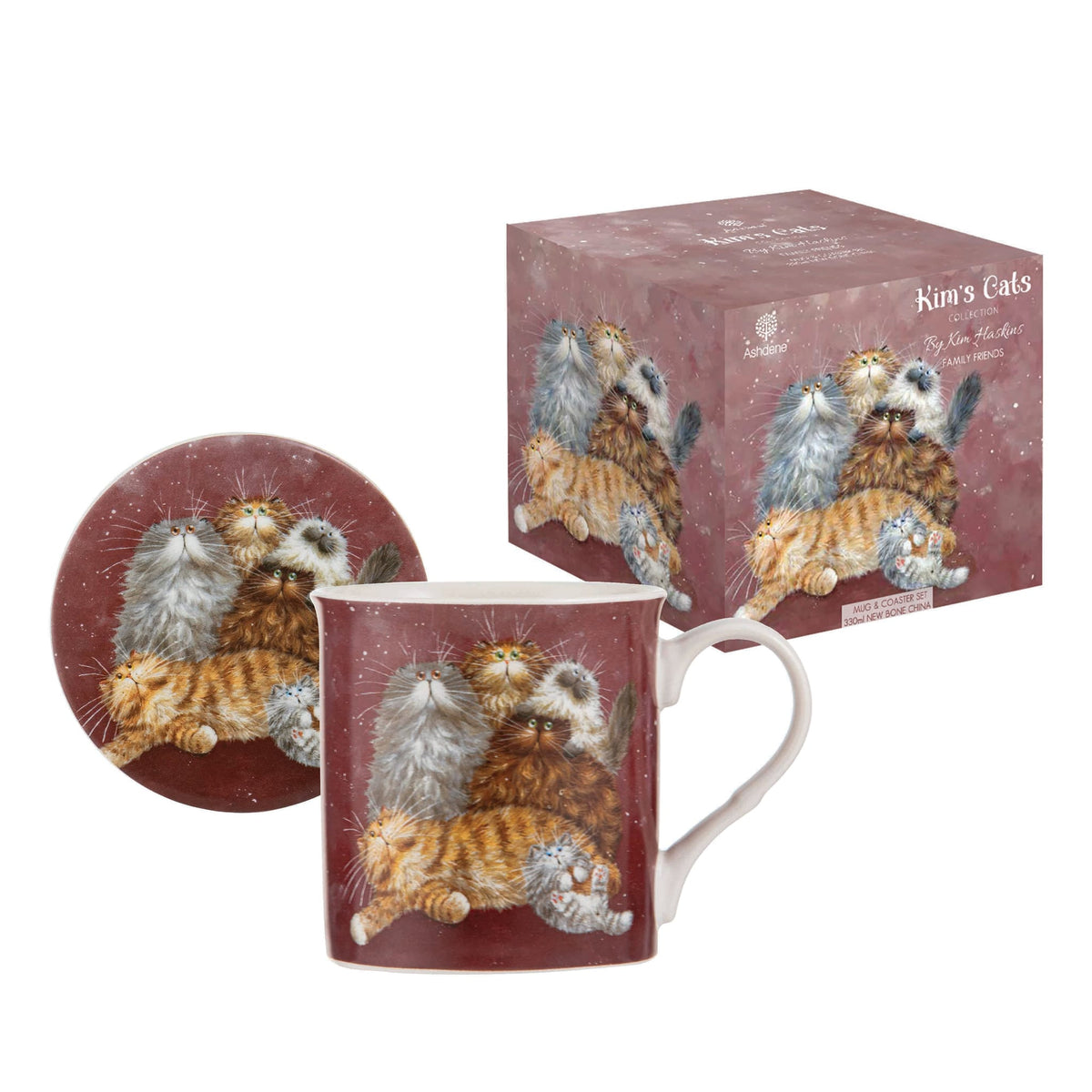 Ashdene Kims Cats Friends Family Mug & Coaster Set Ashdene