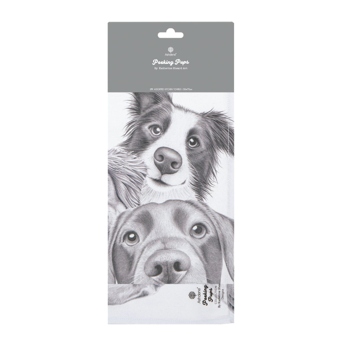 Ashdene Peeking Pups 2pk Kitchen Towel Ashdene