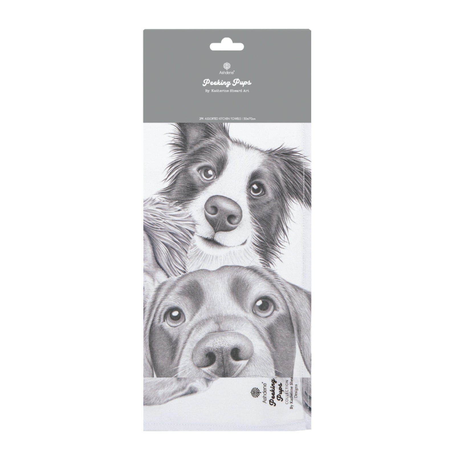 Ashdene Peeking Pups 2pk Kitchen Towel Ashdene