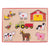 Bigjigs Toys Lift Out Puzzle - Farm.  Wooden puzzle with farm animal and vehicle pieces on a beige background