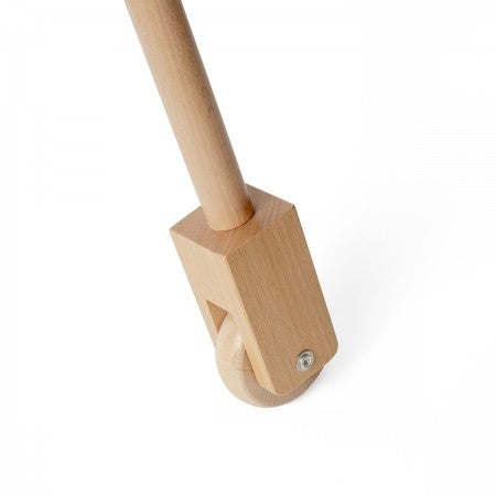 Bigjigs Toys Wooden Hobby Horse. Wooden leg with a wheel on a white background