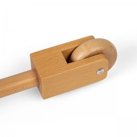 Bigjigs Toys Wooden Hobby Horse. Wooden rolling pin with a metal button on a white background
