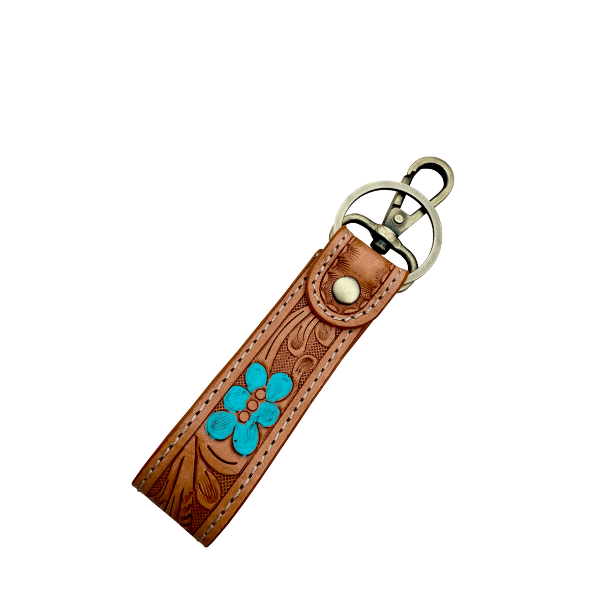 Tooling Leather and Cowhide Sleek Keyring The Design Edge CA20TAN