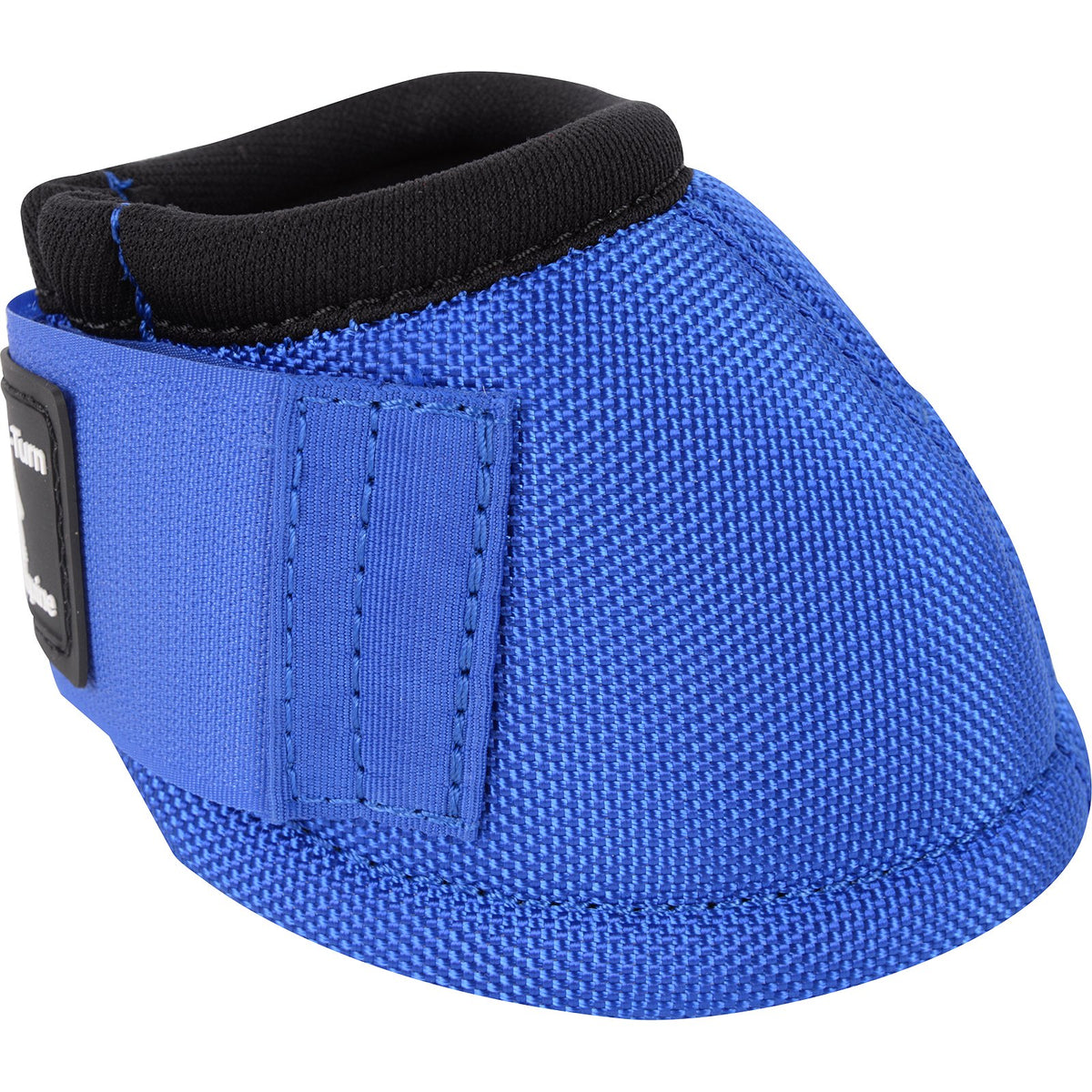Blue protective boot with black top on a white background