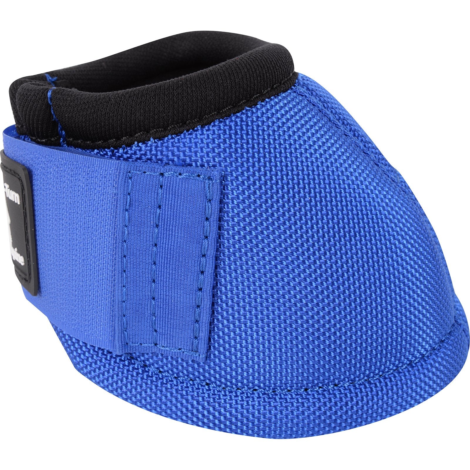 Blue protective boot with black top on a white background