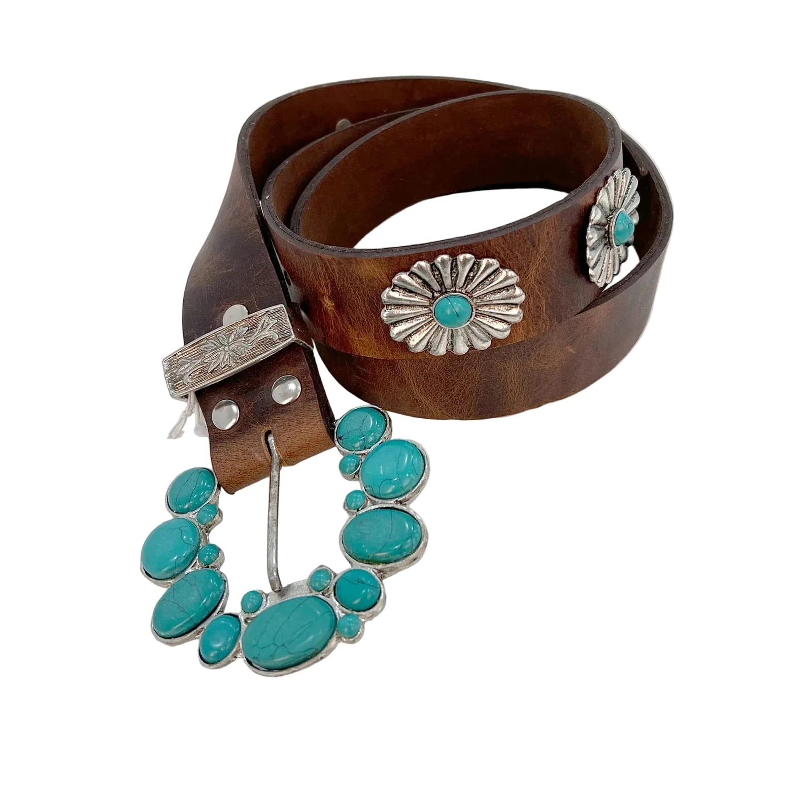 Cienna Turquoise Buckle Leather Belt Cienna