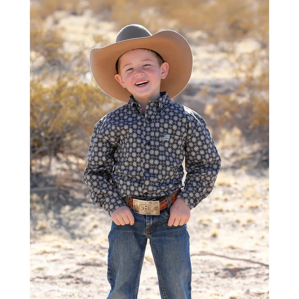 Cinch Boy's Geometric Print L/S Western Shirt Cinch