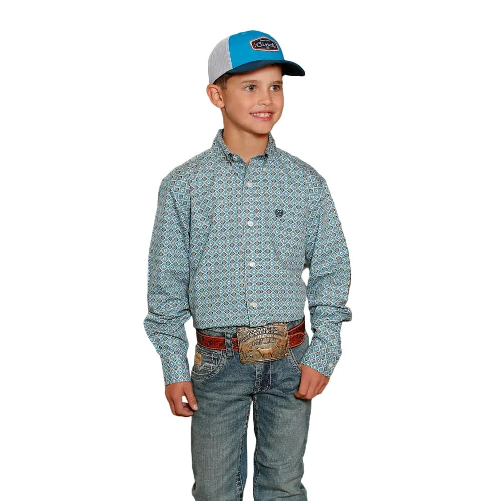 Cinch Boy's Geometric Print L/S Western Shirt Cinch