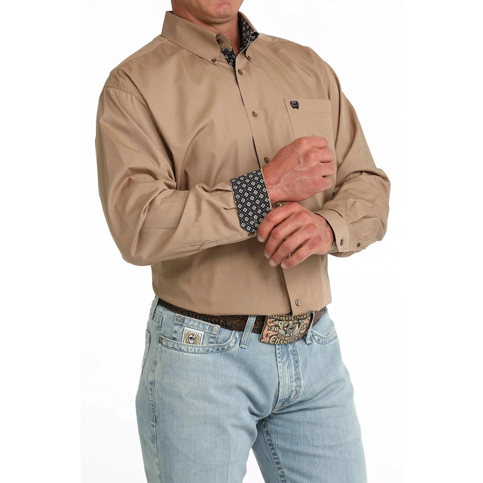 Cinch Men's Classic Fit Solid Long Sleeve Western Shirt Cinch