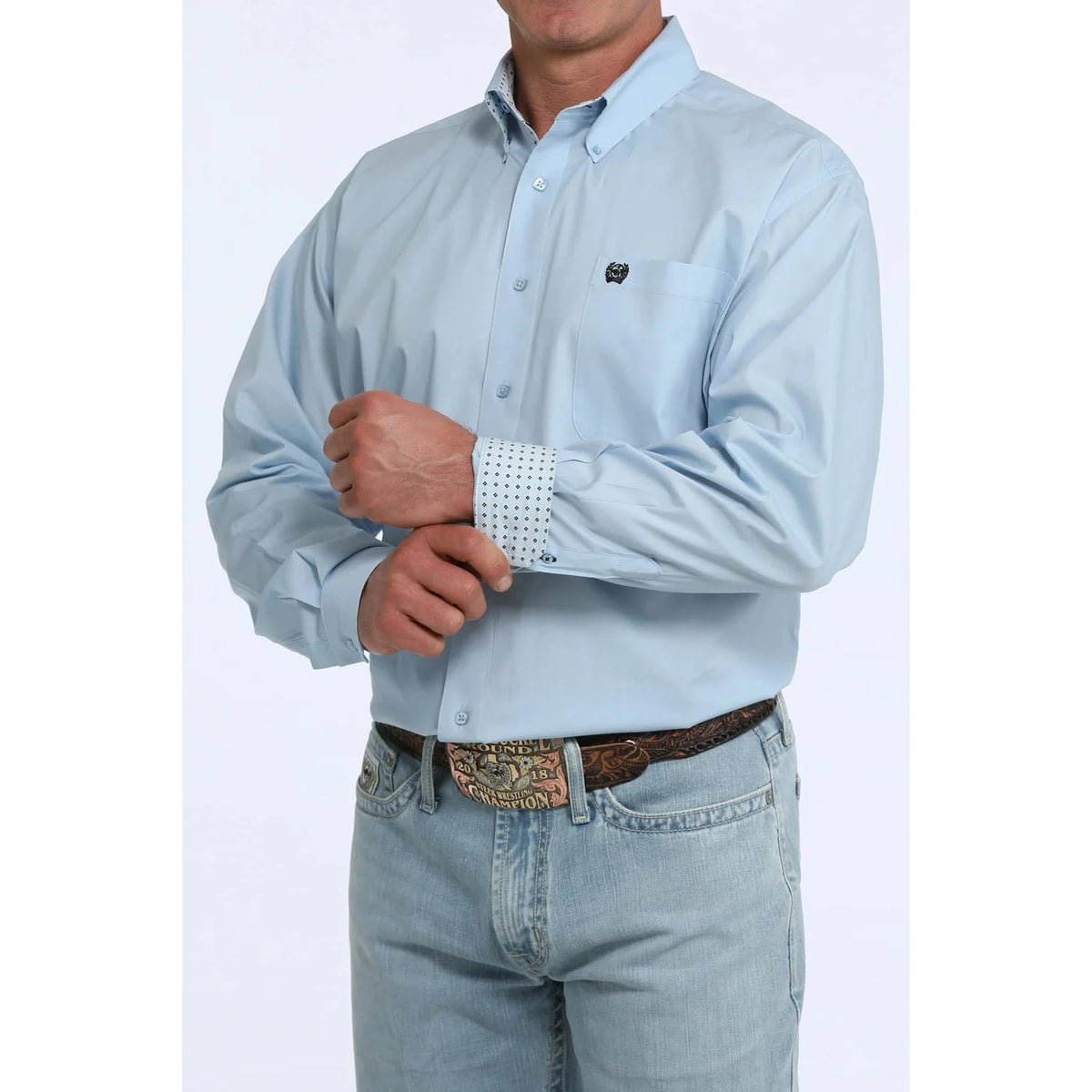 Cinch Men's Solid Light Blue Classic Fit Western Shirt Cinch