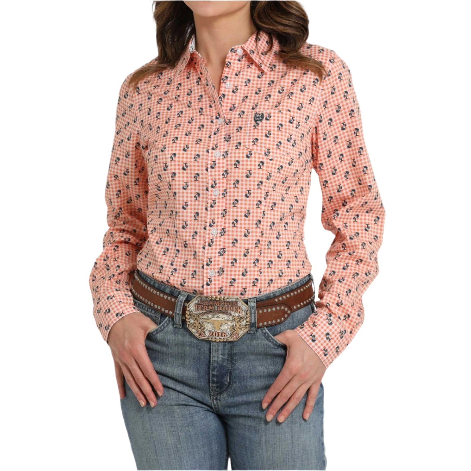 Cinch Women's Palm Tree Long Sleeve Western Shirt Cinch