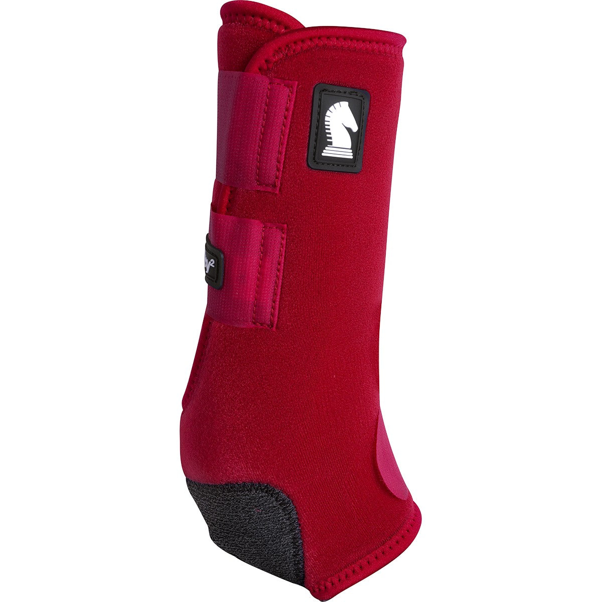 Classic Equine Legacy2 Crimson Hind Support Boots. Red protective boot for horses on a white background