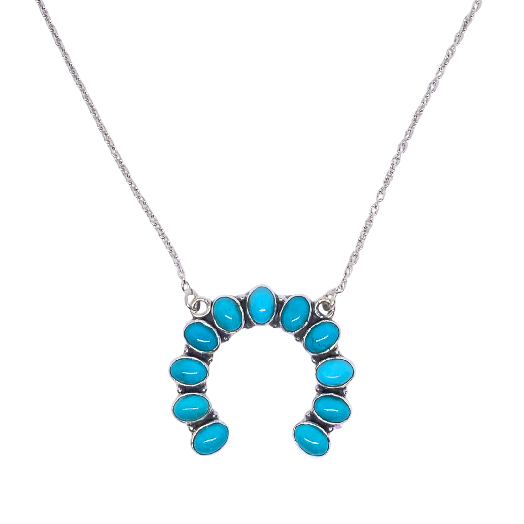 Wild Brumby Co Wild Heart Protector Necklace. Necklace with turquoise stones on a white background