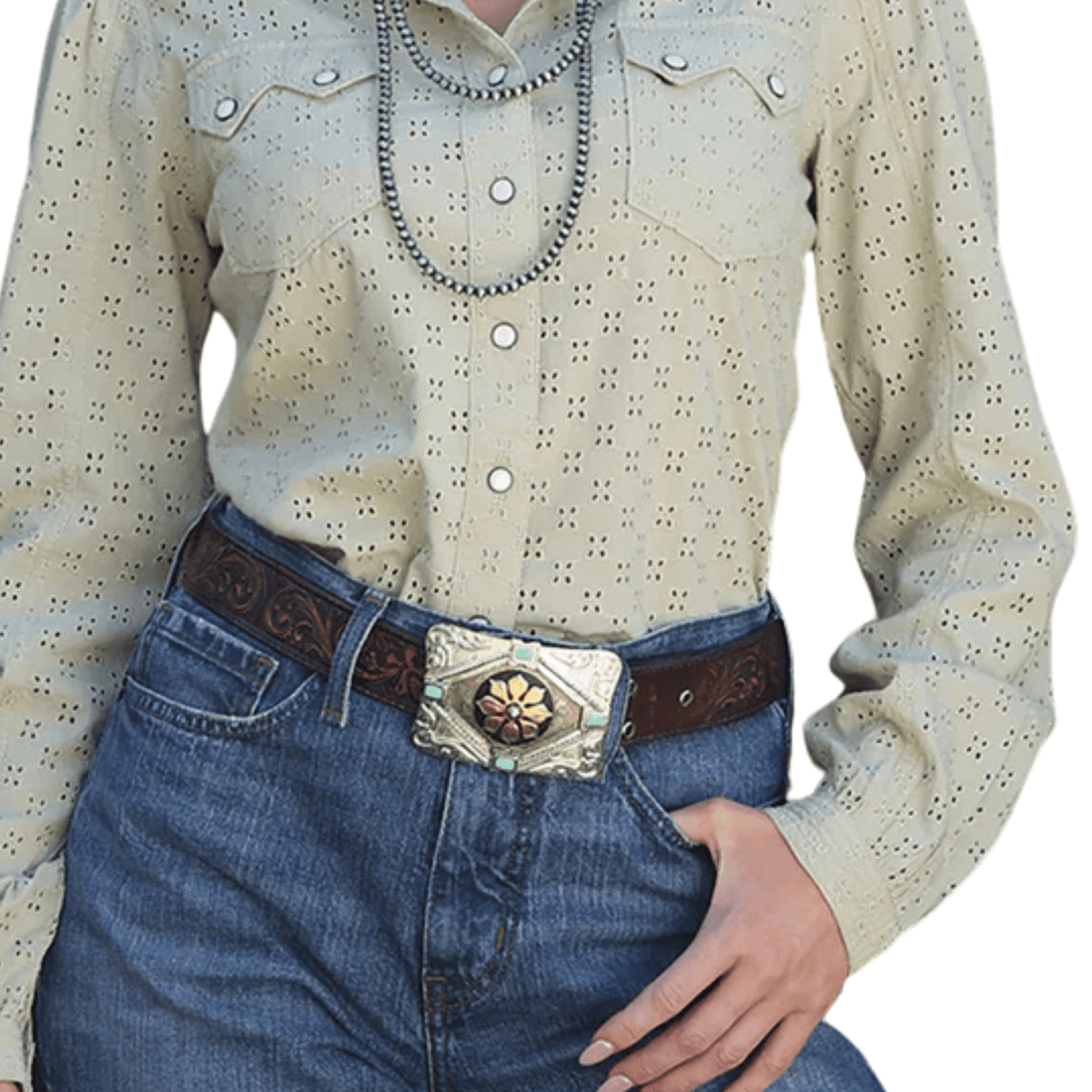 Cruel Denim Women's Girlfriend Fit Snap Front Long Sleeve Western Shirt Cruel Denim