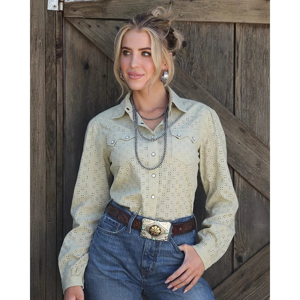 Cruel Denim Women's Girlfriend Fit Snap Front Long Sleeve Western Shirt Cruel Denim