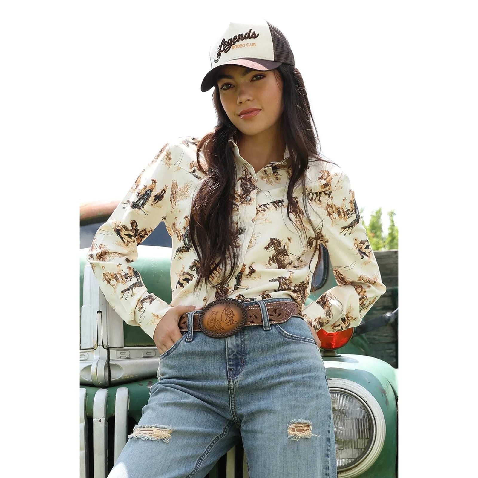 Cruel Denim Women's Rode Print Long Sleeve Western Shirt Cruel Denim