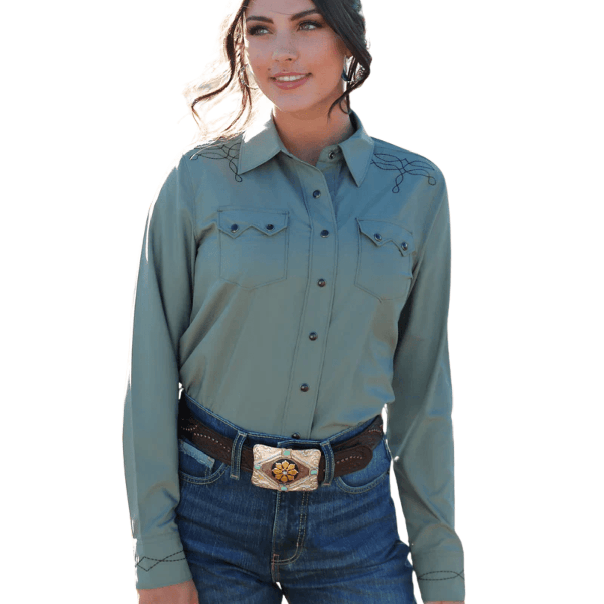 Cruel Denim Women's Satin Snap Long Sleeve Western Shirt Cruel Denim