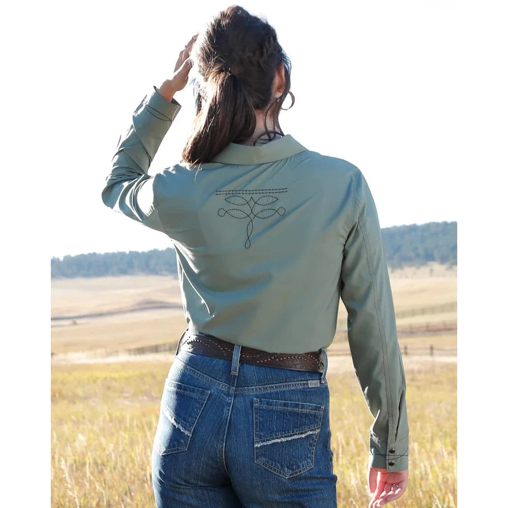 Cruel Denim Women's Satin Snap Long Sleeve Western Shirt Cruel Denim
