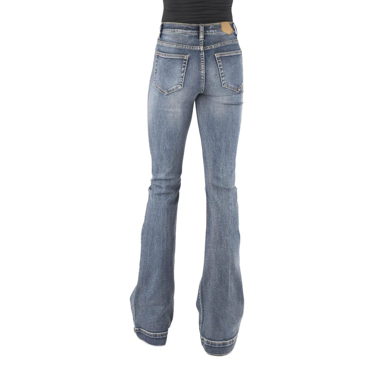 Flared jeans on a white background