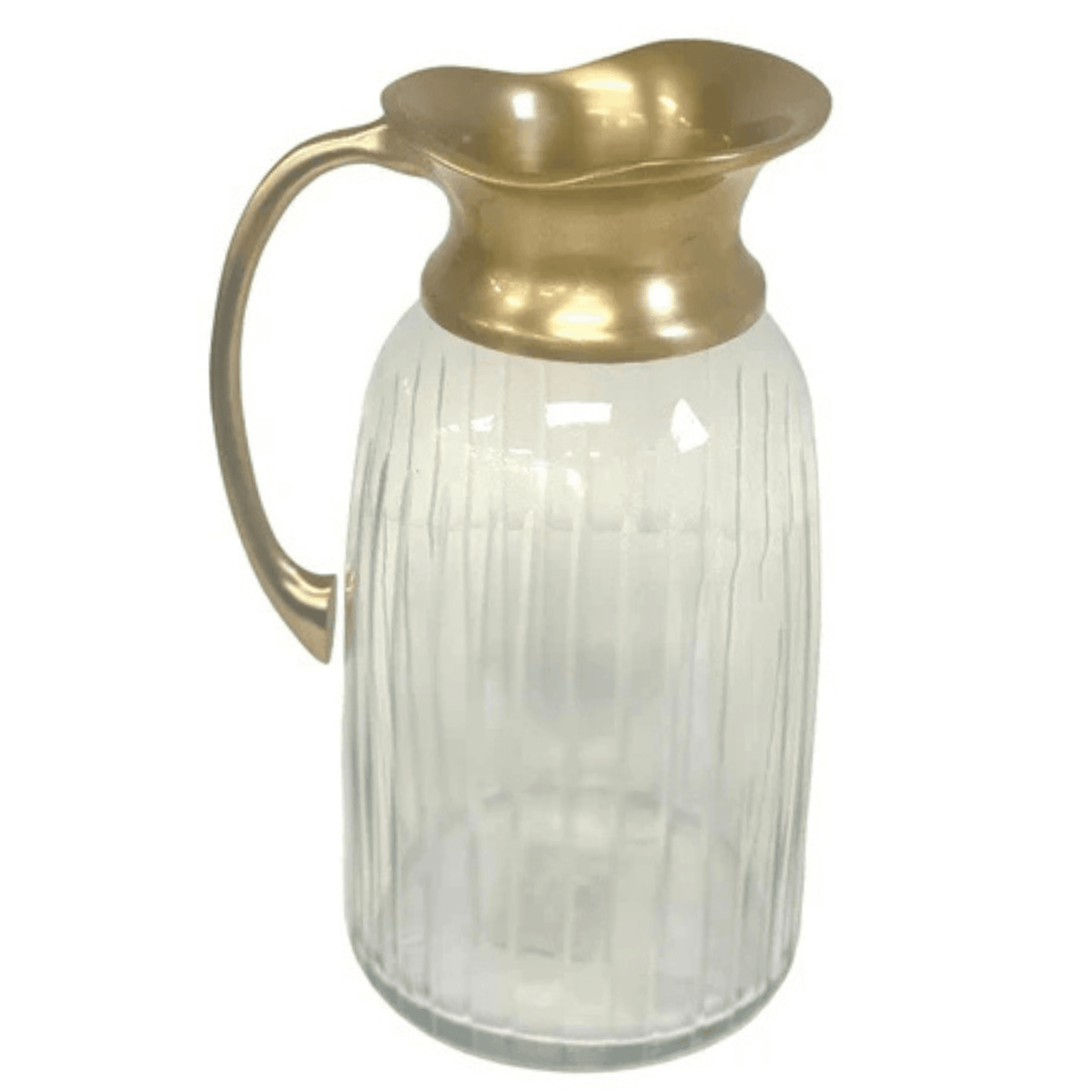 Flair Glass Ribbed Gold Handle Water Jug Flair