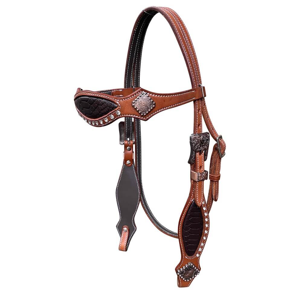 Fort Worth Crocodile Chocolate Headstall Fort Worth