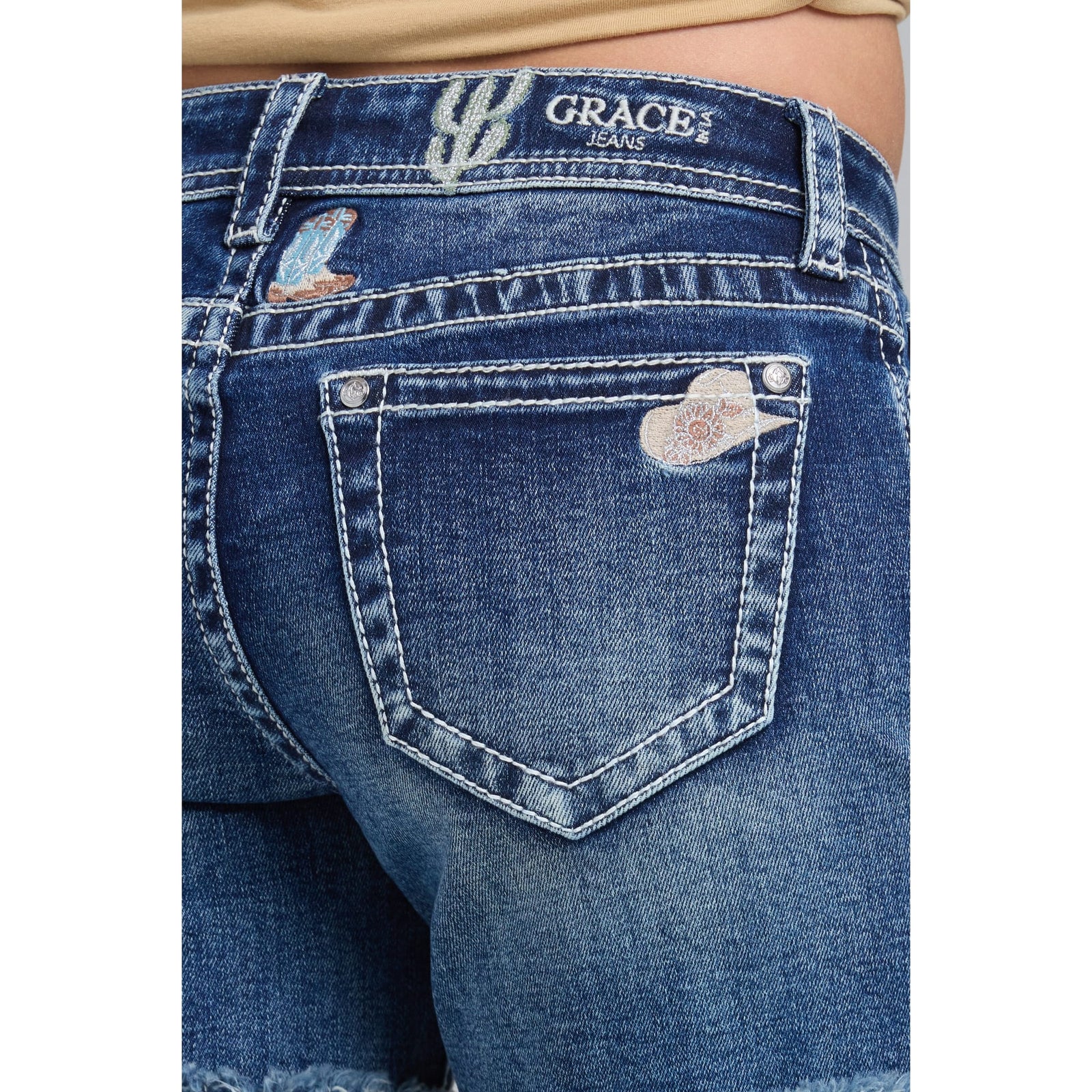 Grace In LA Women's Cactus Embroidered Shorts Grace in LA