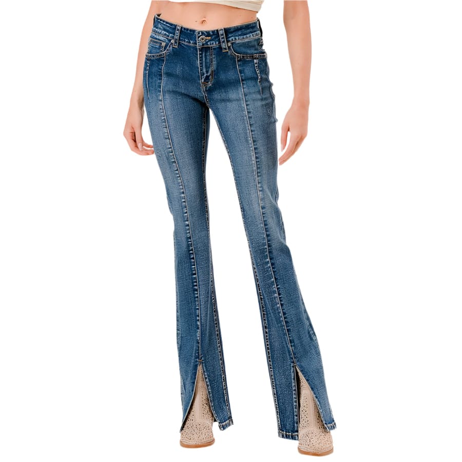 Grace In LA Women's Flare Jeans with Slit Grace in LA