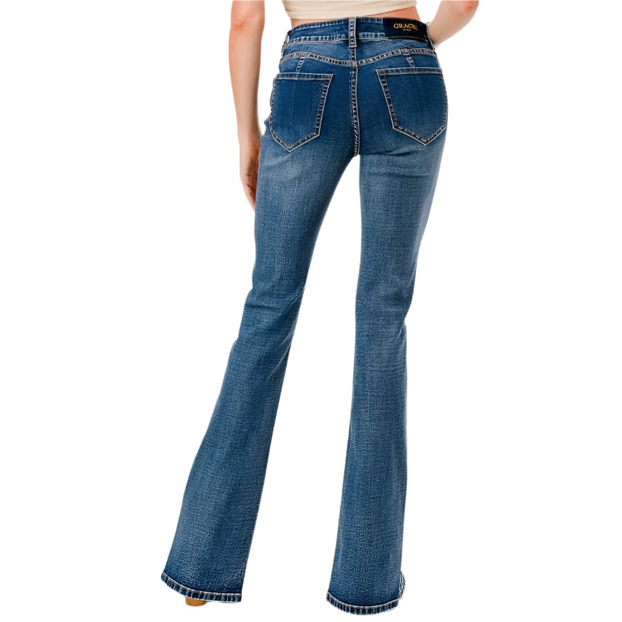 Grace In LA Women's Flare Jeans with Slit Grace in LA
