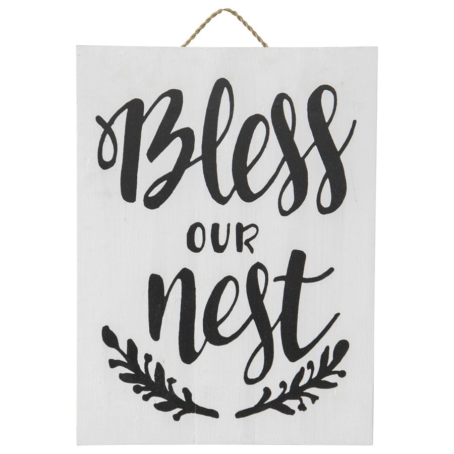 Handcrafted Monochrome Bless Our Nest Wall Art Want Giftware