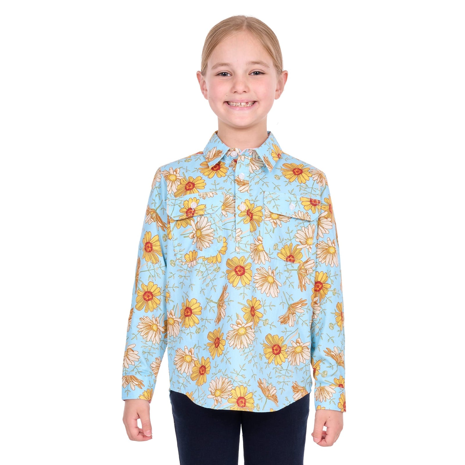 Hard Slog Girl's Sunday 1/2 Placket Long Sleeve Shirt Hard Slog