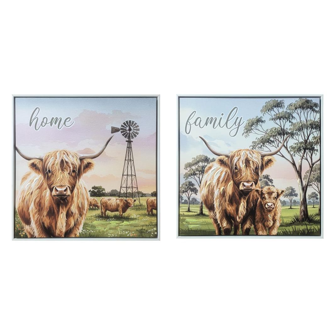 Highland Cow 40cm x 40cm Assorted Framed Canvas Print Malmar