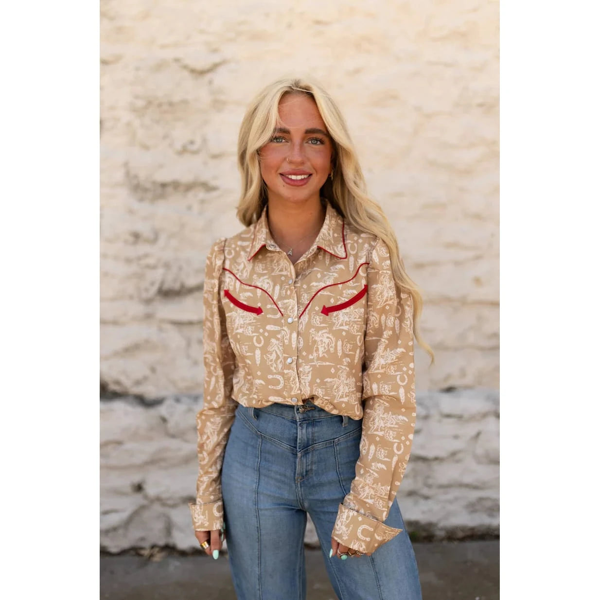 Howdy Hanny Cowboy Feather Long Sleeve Western Shirt Howdy Hanny