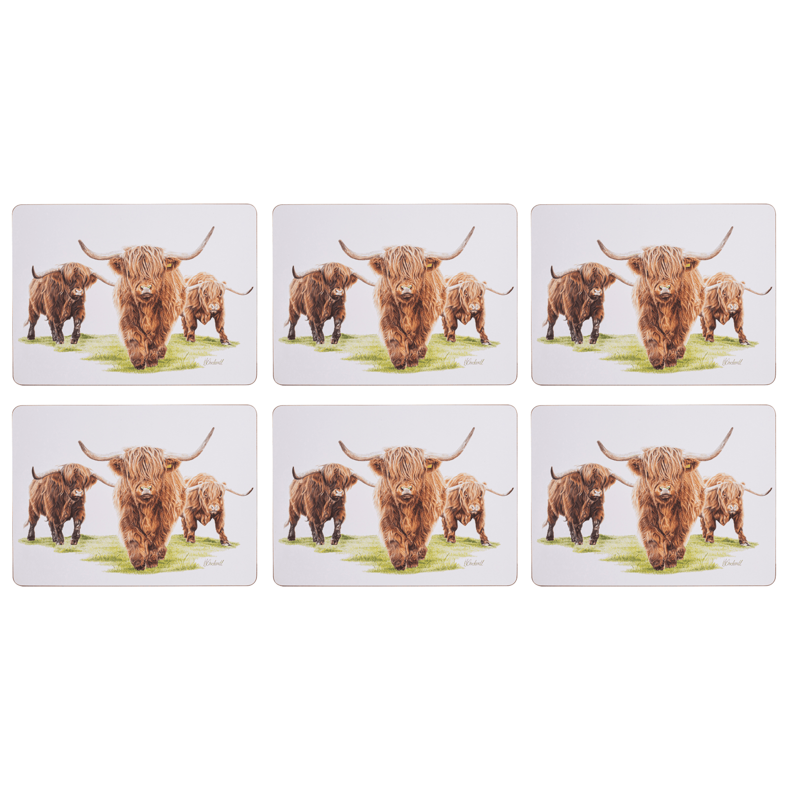 Ladelle Highland Herd 6pk Placemats Ladelle