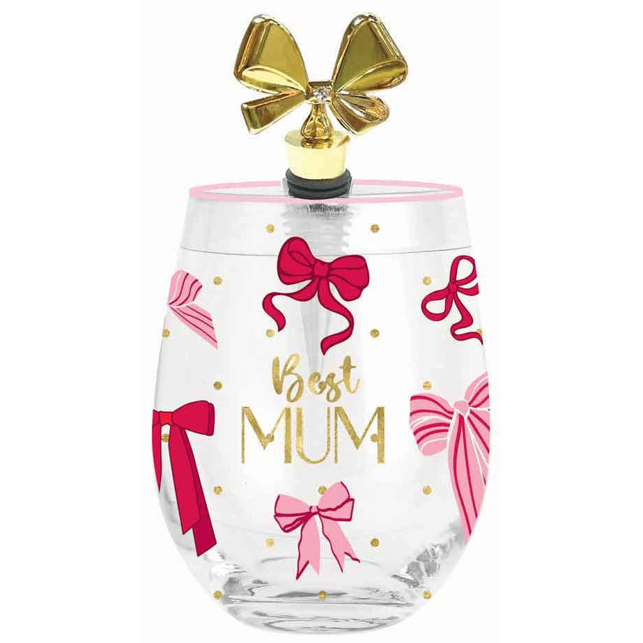 Landmark Gifts Ribbons of Love Mum Stemless Glass with Stopper Landmark Gifts
