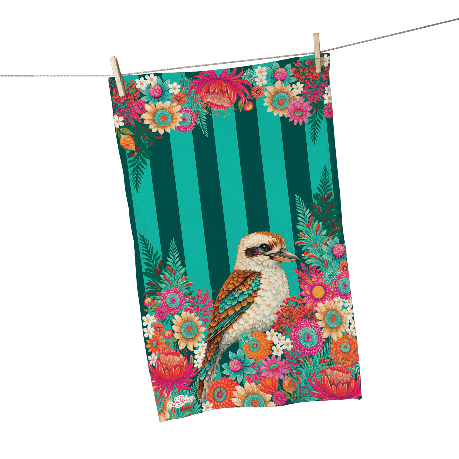 Lisa Pollock Brilliant Kookaburra Tea Towel Lisa Pollock