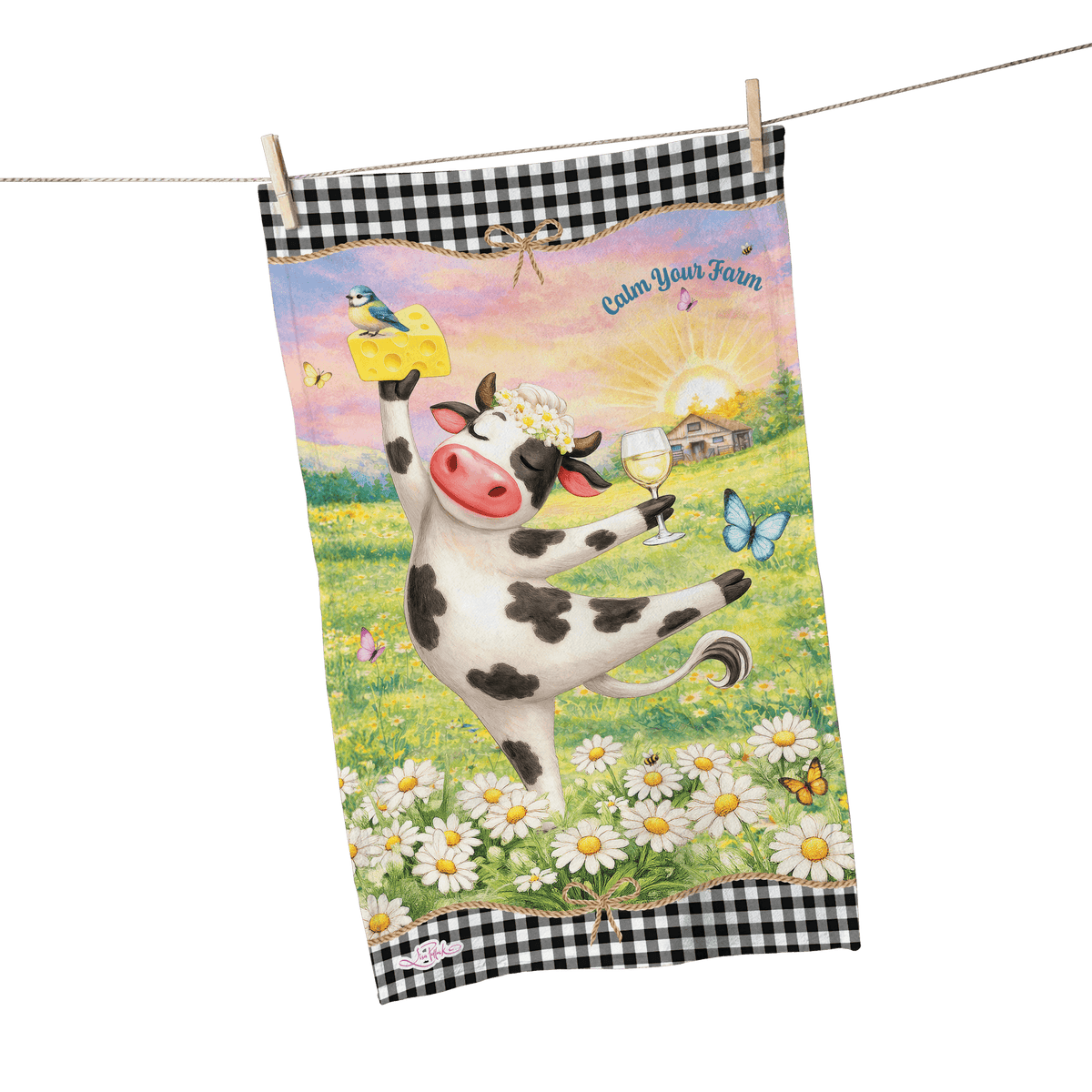 Lisa Pollock Calm Your Farm Tea Towel Lisa Pollock